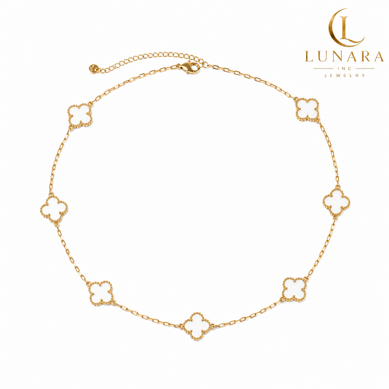 Lunara 7 Clover Mother of Pearl Gold Necklace