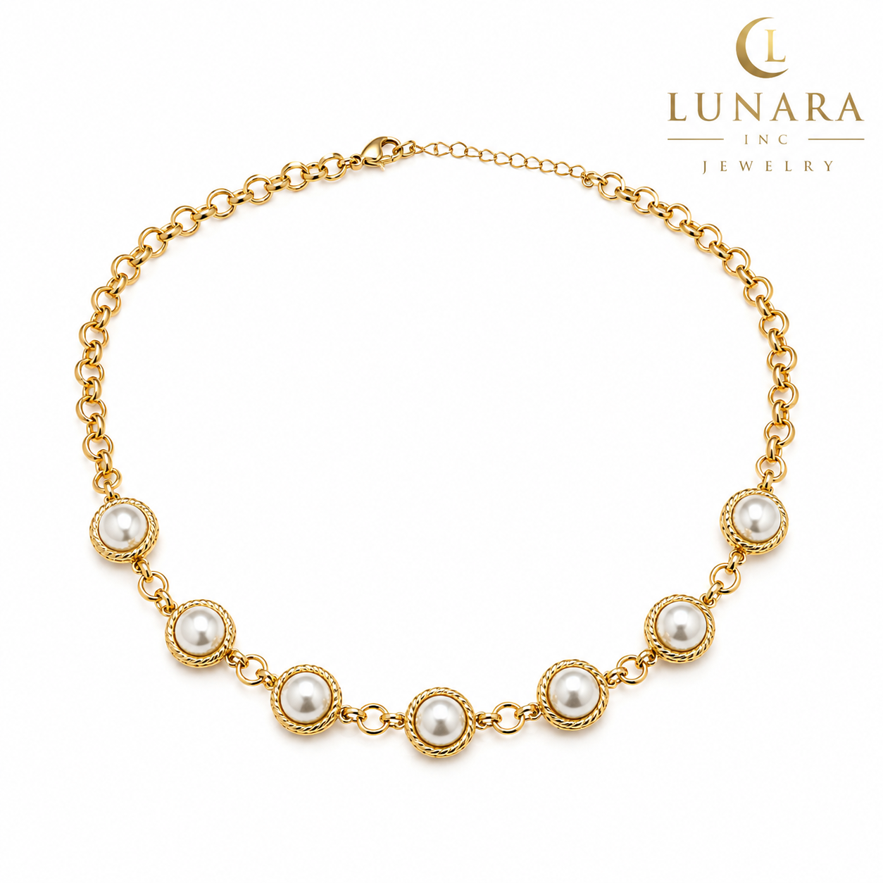 14K Gold Filled Pearl Station Necklace – Elegant Beaded Necklace