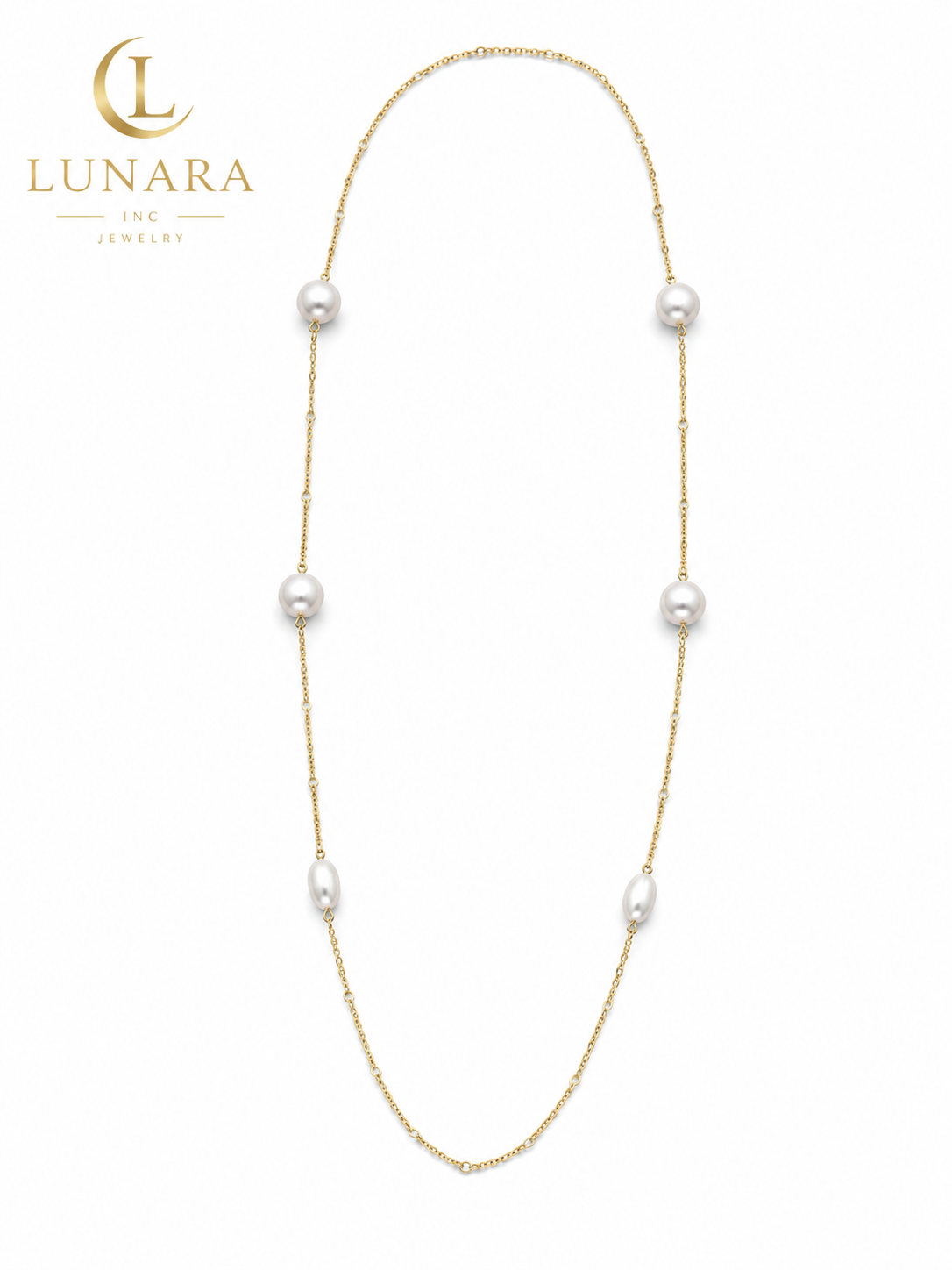 Lunara Gold Solitaire Pearl Necklace – Minimalist Floating Pearl Necklace for Women