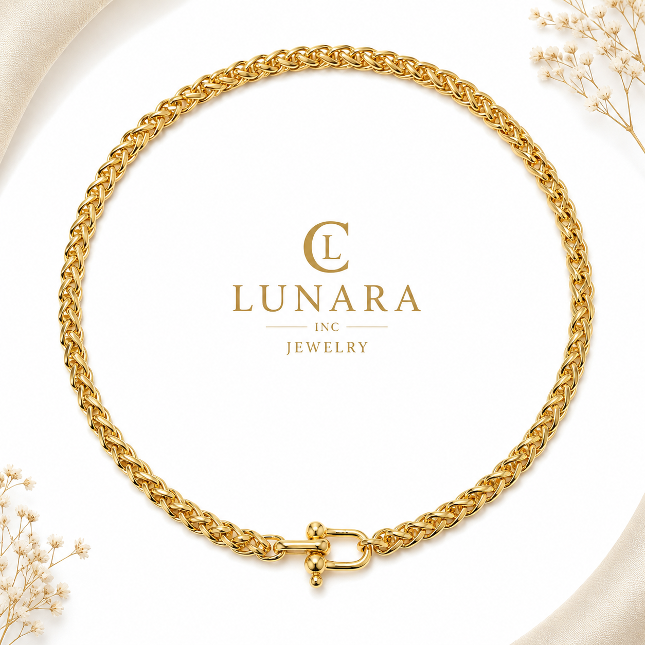 Lunara 14K Gold Byzantine Chain Choker – Toggle Clasp Statement Necklace for Women