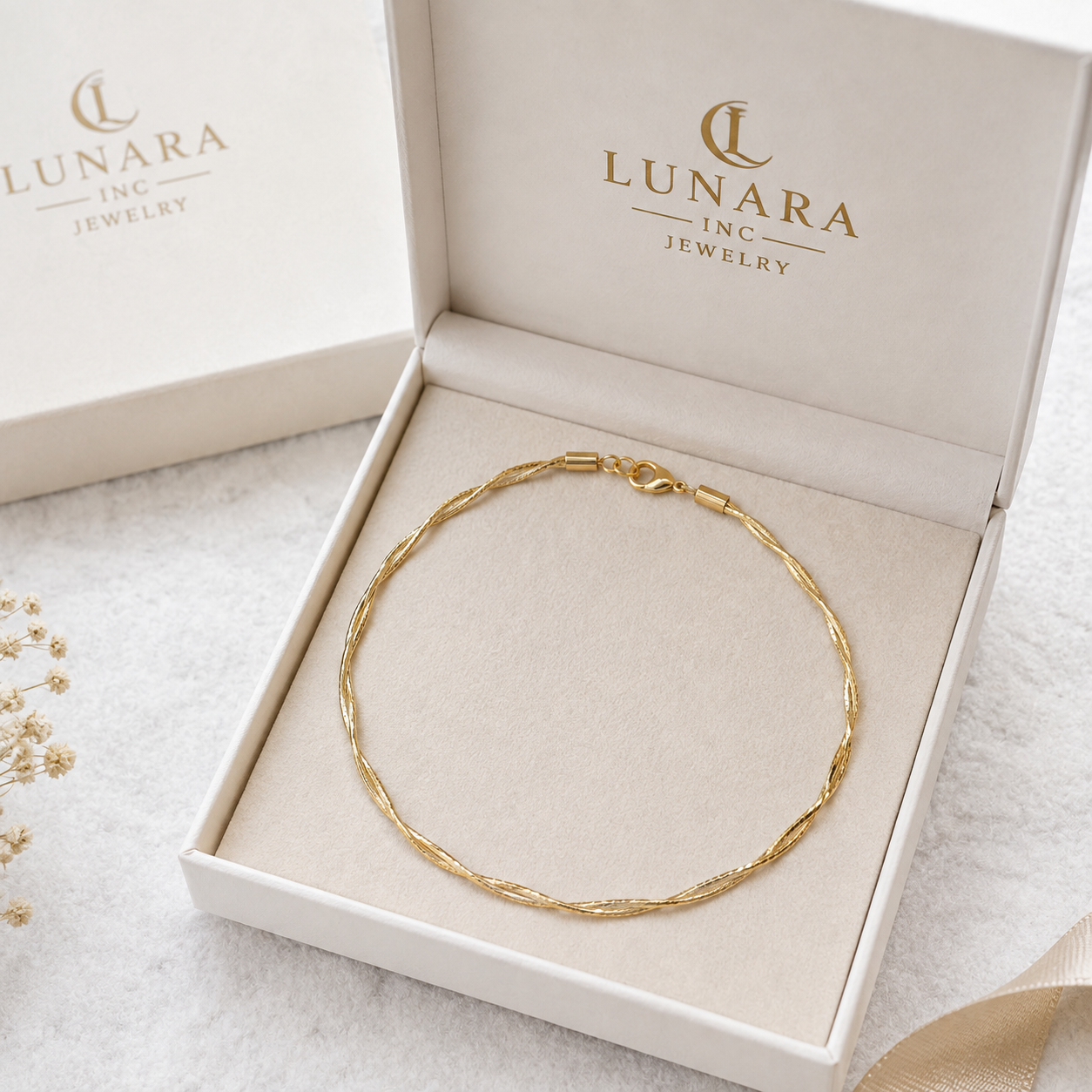 Gold Twisted Rope Chain Choker Necklace – Minimalist Diamond-Cut Necklace