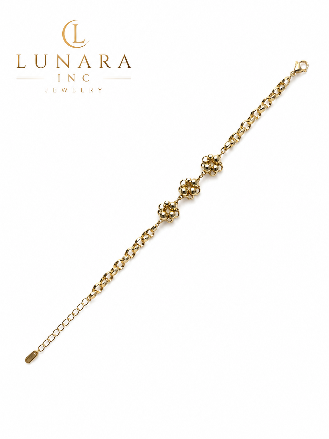 Golden Triple Blossom Link Bracelet