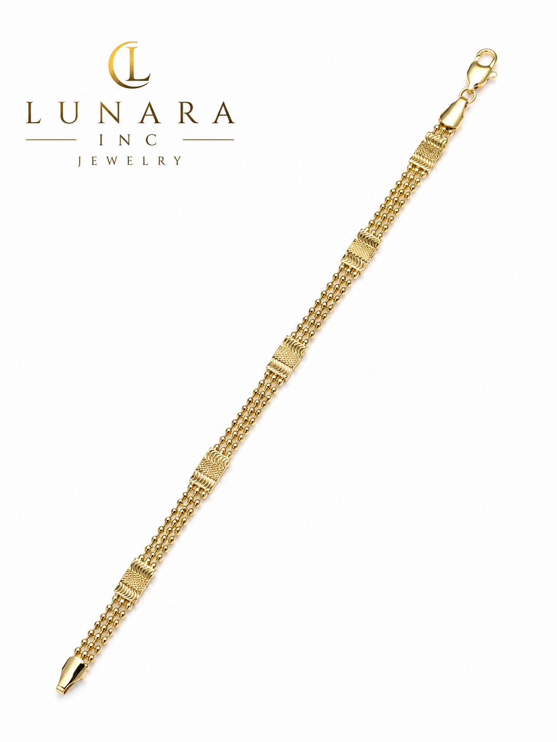 Gold Multi-Strand Textured Link Bracelet