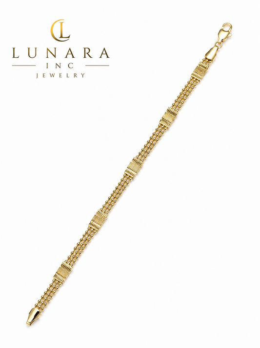 Gold Multi-Strand Textured Link Bracelet