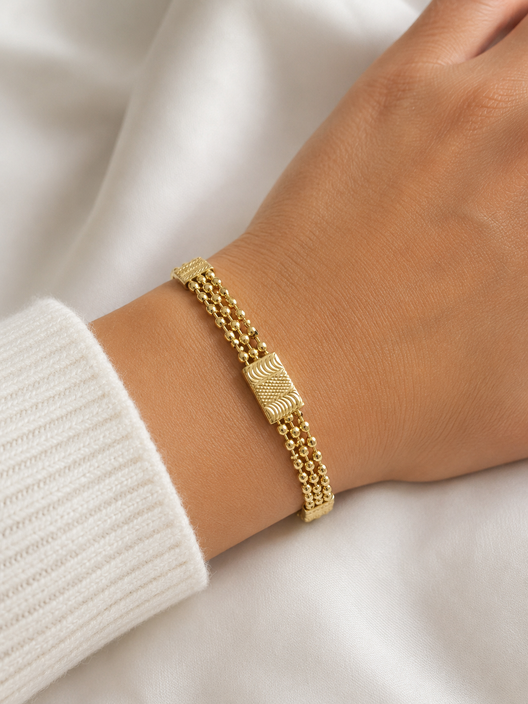 Gold Multi-Strand Textured Link Bracelet
