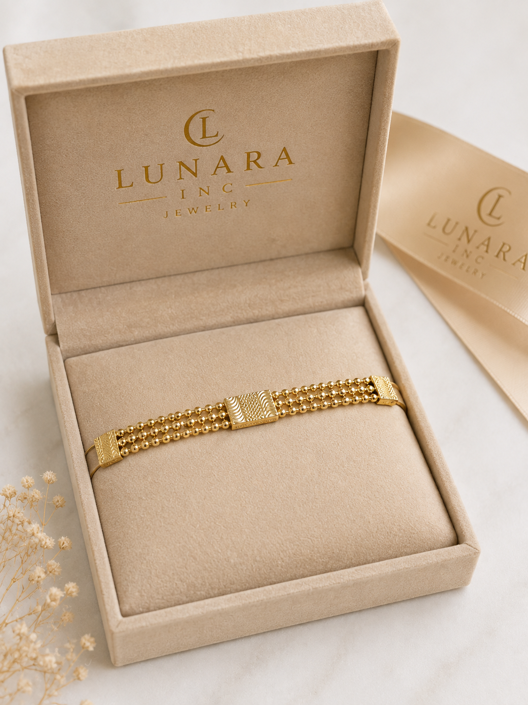 Gold Multi-Strand Textured Link Bracelet