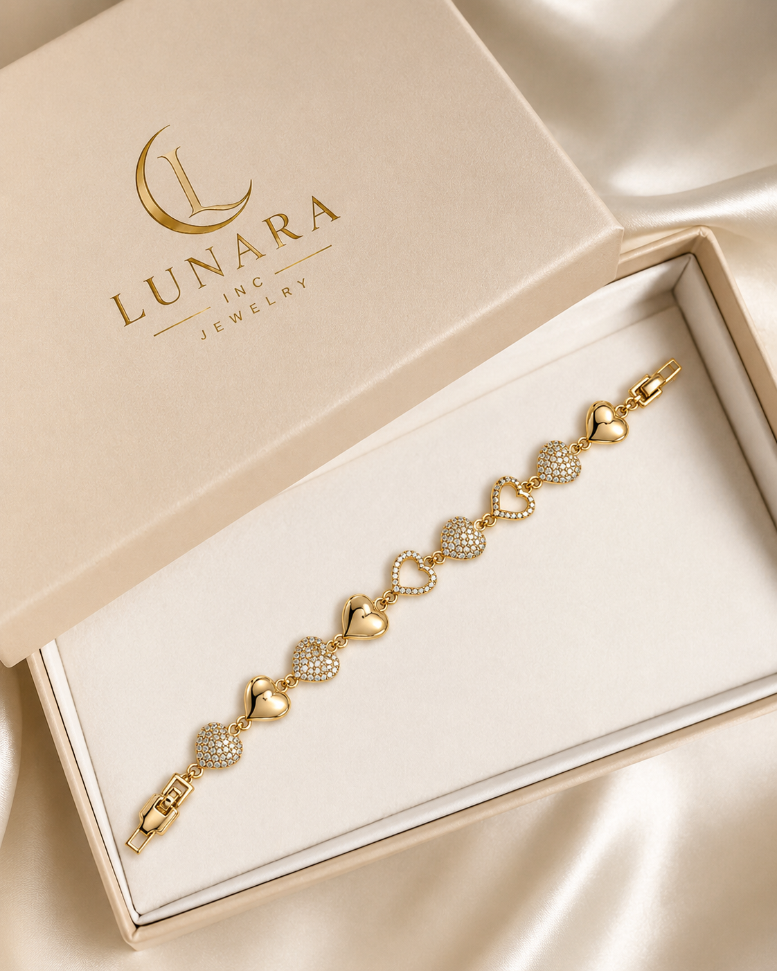 Golden Heart Link Bracelet
