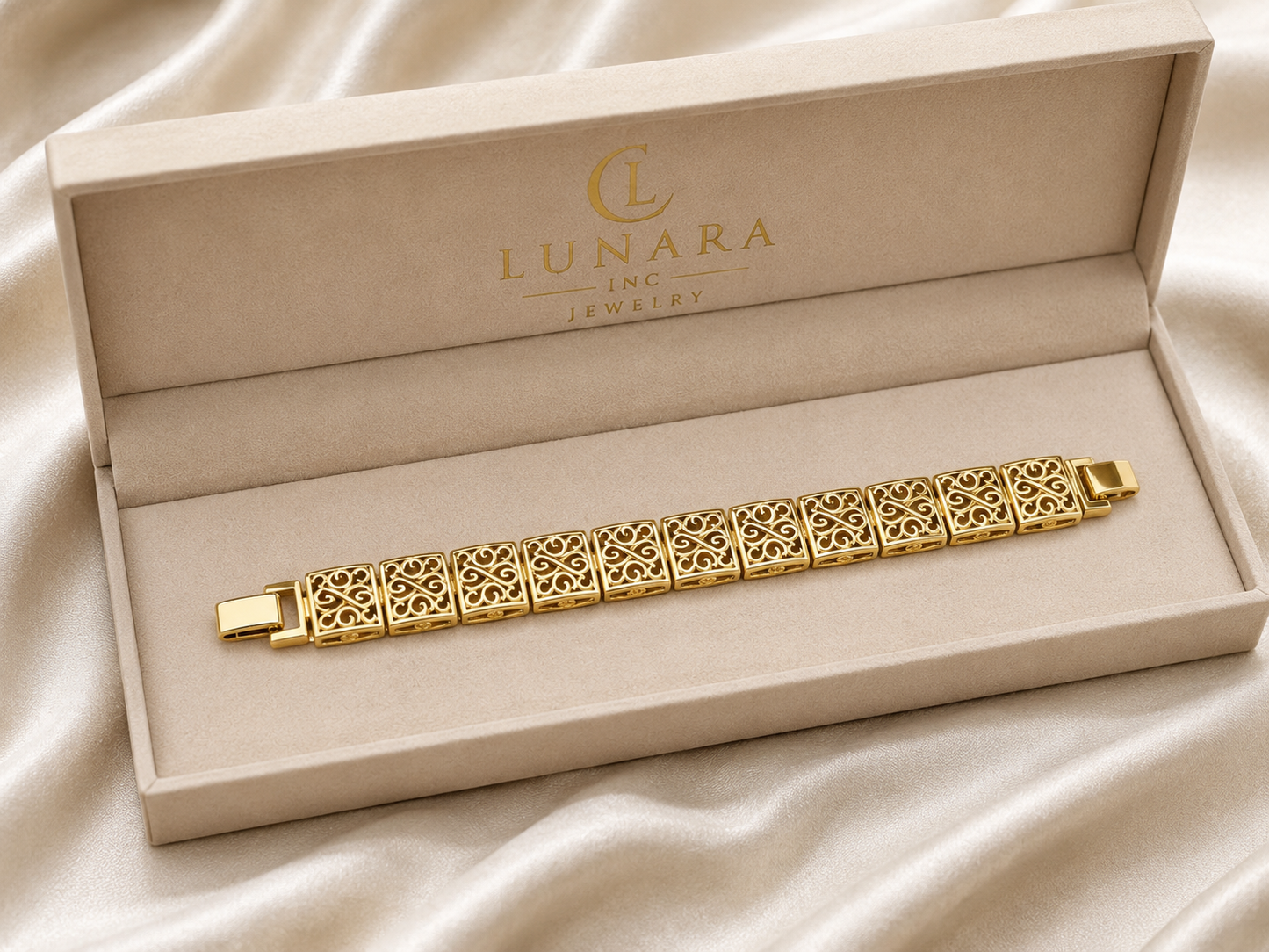 Vintage Filigree Gold Link Bracelet