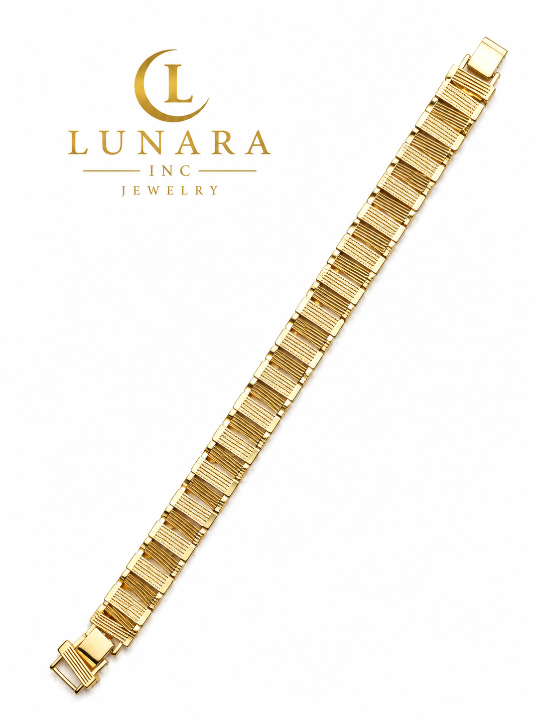 Classic Textured Gold Link Bracelet