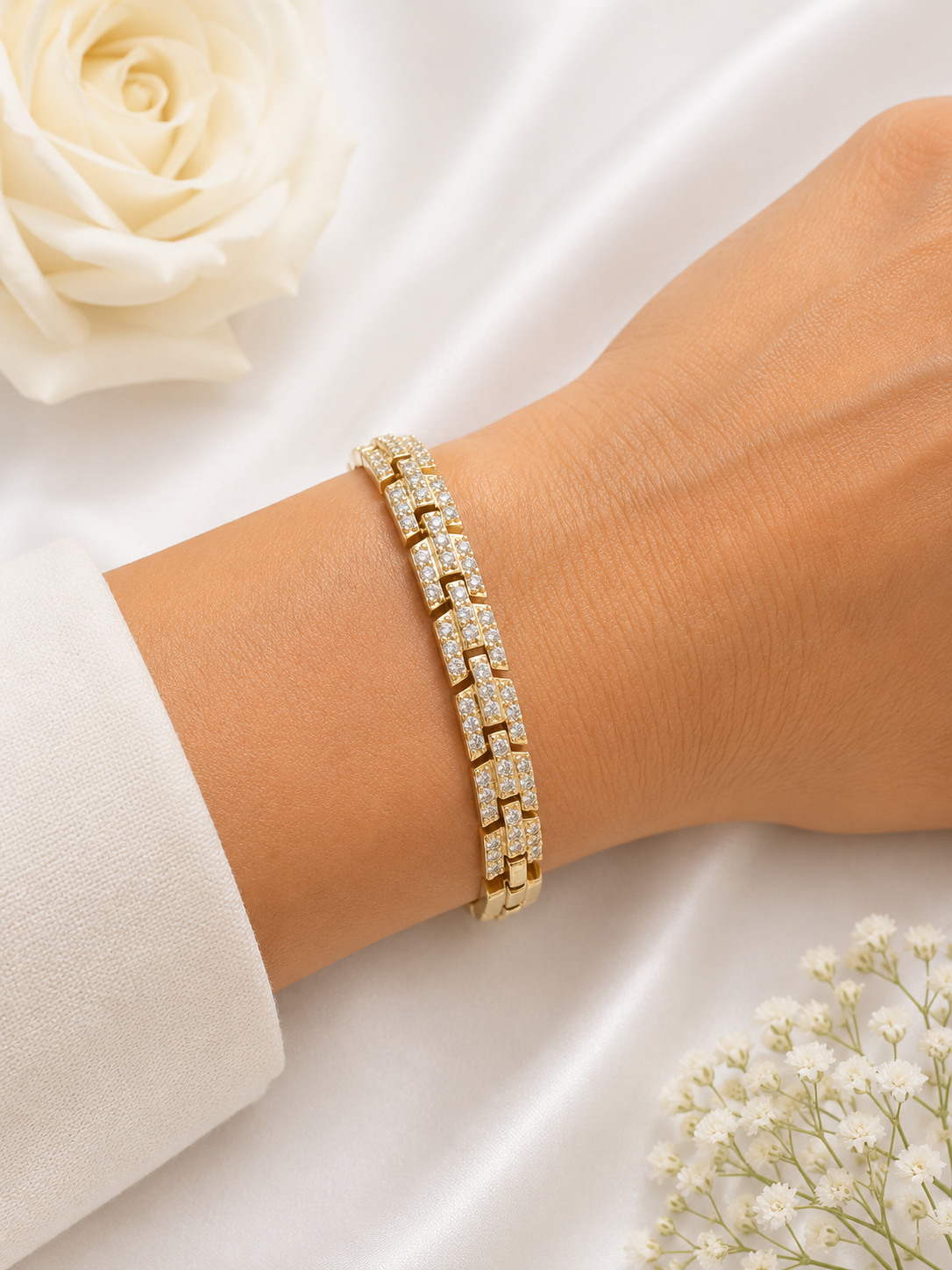 Triple Row Pavé Link Bracelet