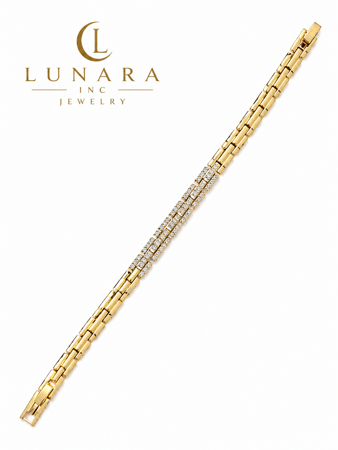 Triple Row Pavé Link Bracelet