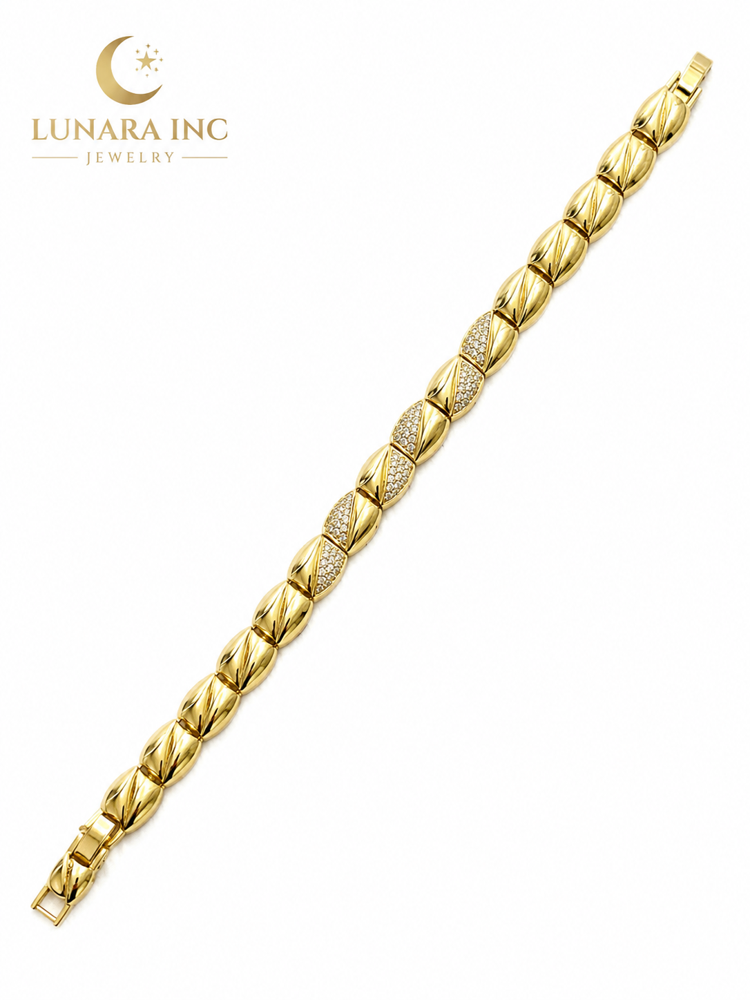 Gold Leaf Sparkle Link Bracelet