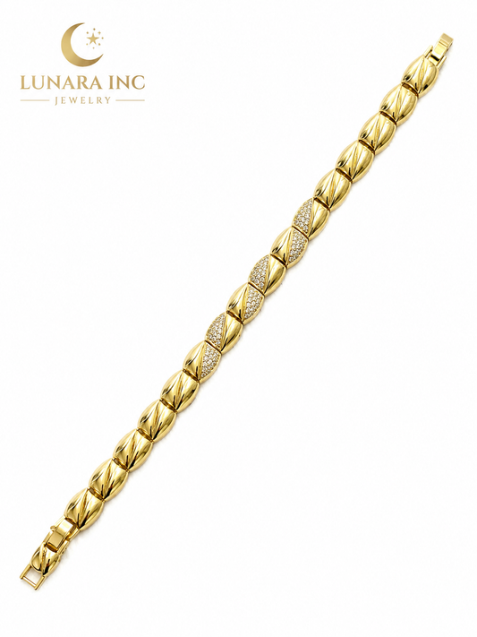 Gold Leaf Sparkle Link Bracelet