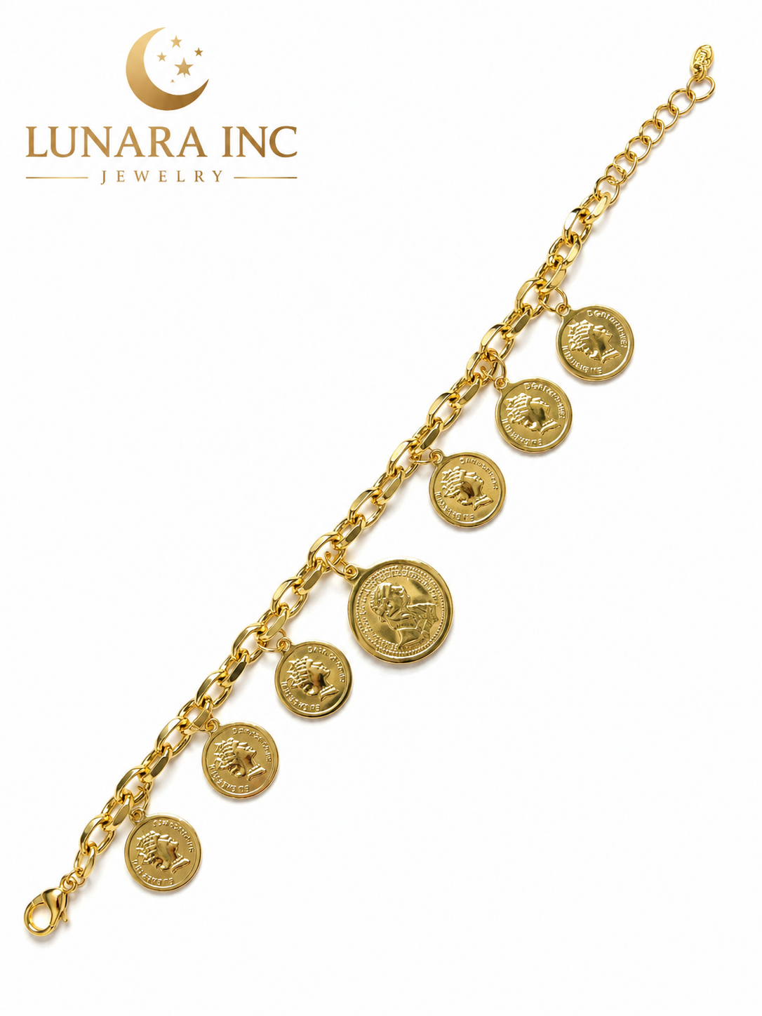 Gold Coin Charm Bracelet