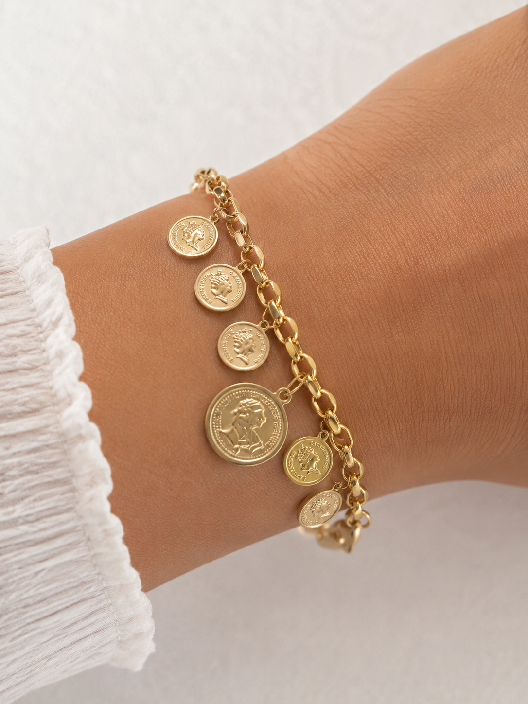 Gold Coin Charm Bracelet