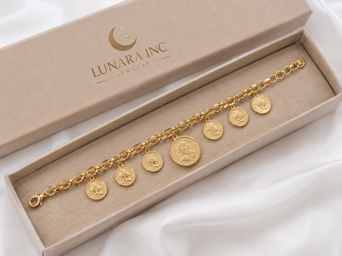 Gold Coin Charm Bracelet