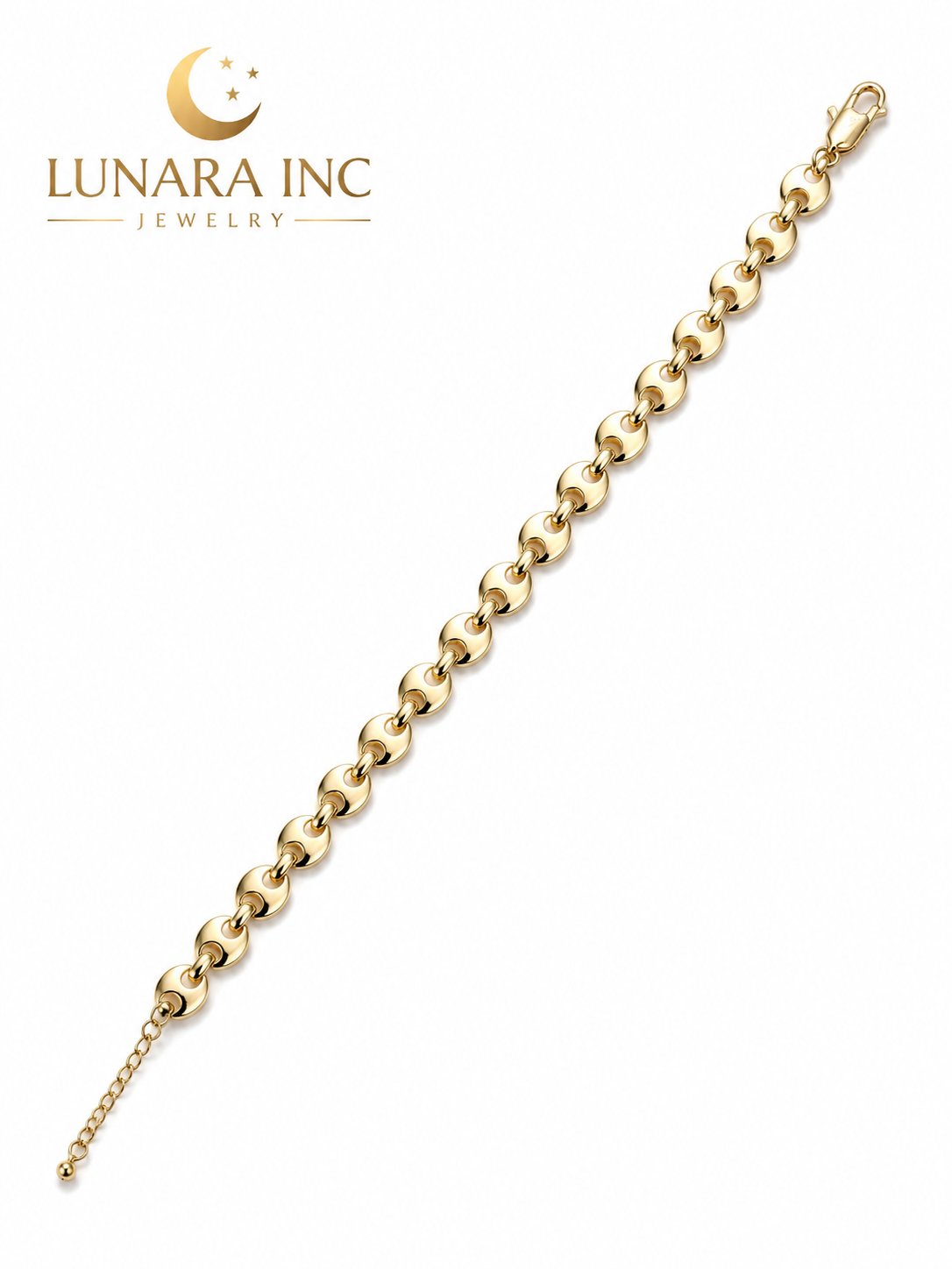 Modern Gold Disc Link Bracelet