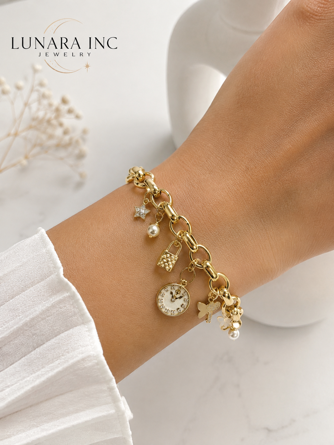 Golden Charm Story Bracelet