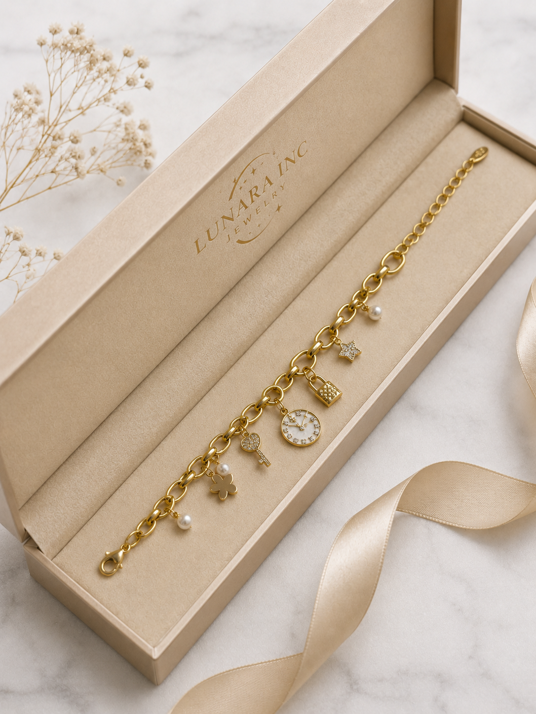Golden Charm Story Bracelet