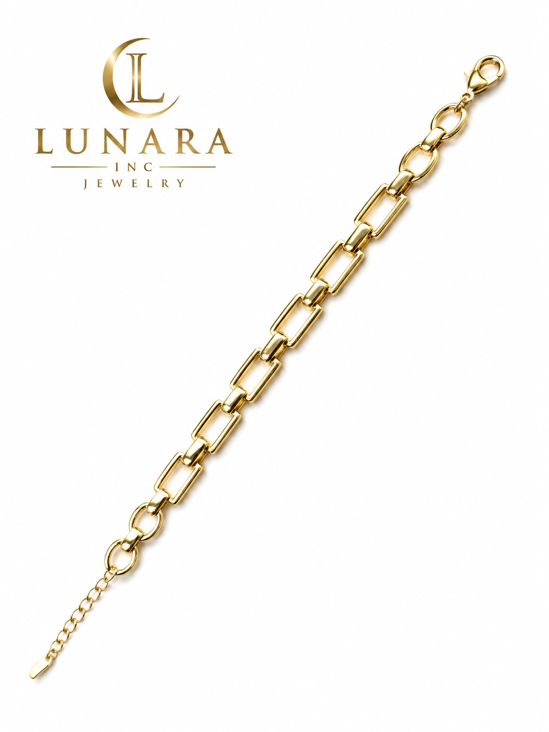 Rectangular Link Gold Bracelet