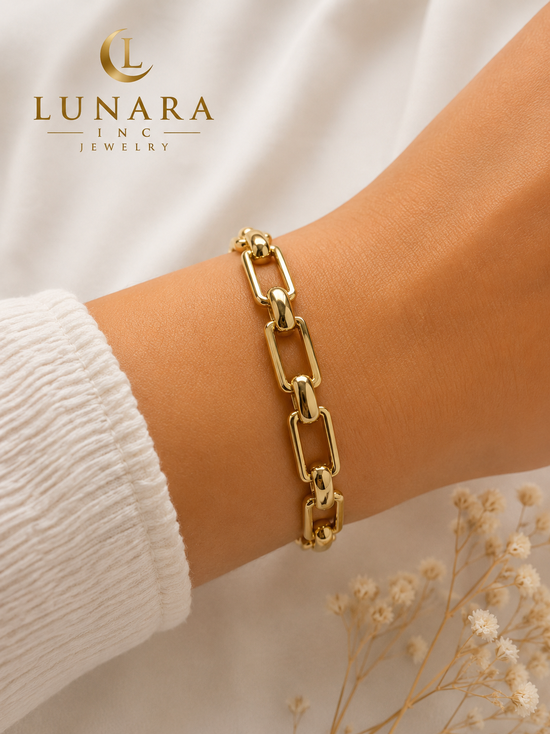 Rectangular Link Gold Bracelet