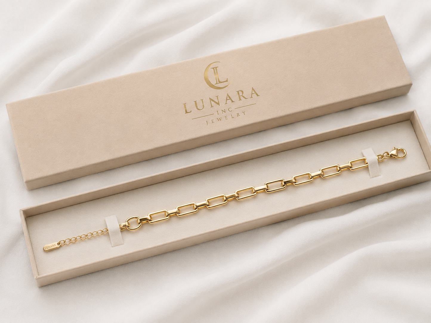 Rectangular Link Gold Bracelet