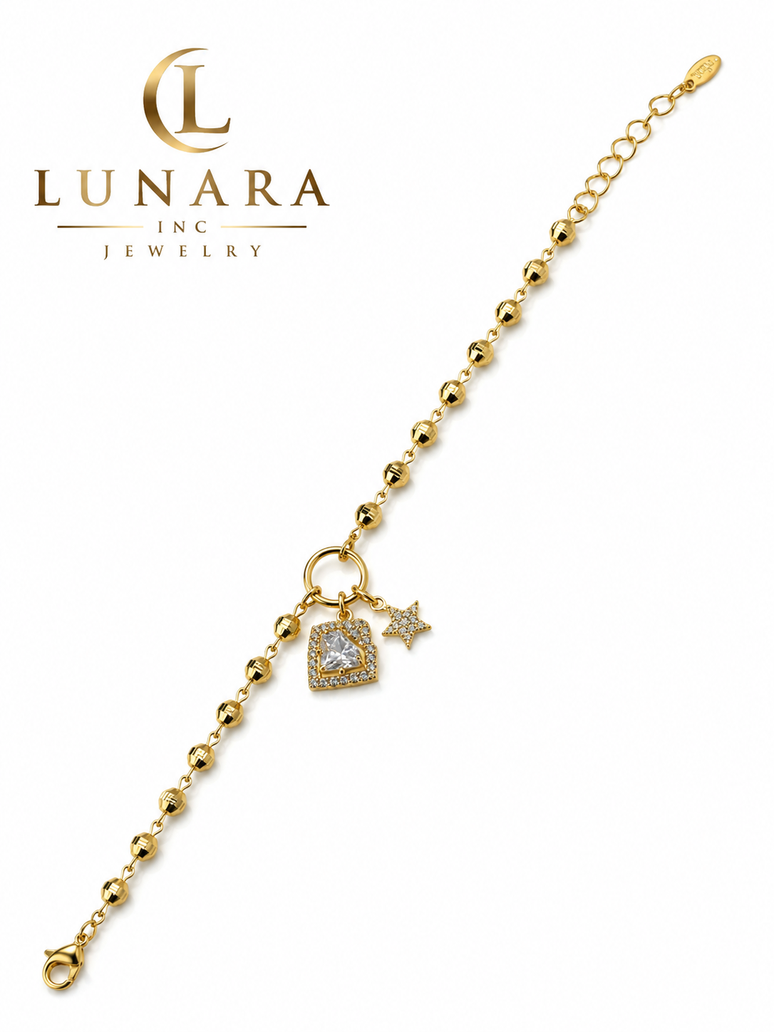 Diamond Charm Beaded Bracelet