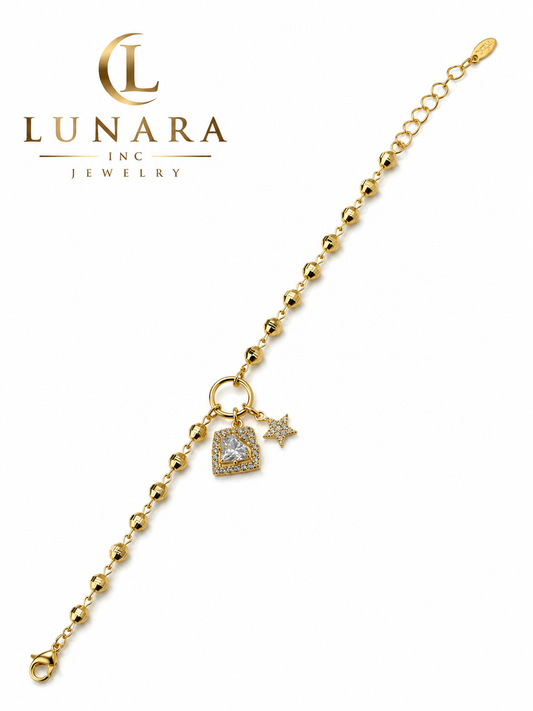 Diamond Charm Beaded Bracelet