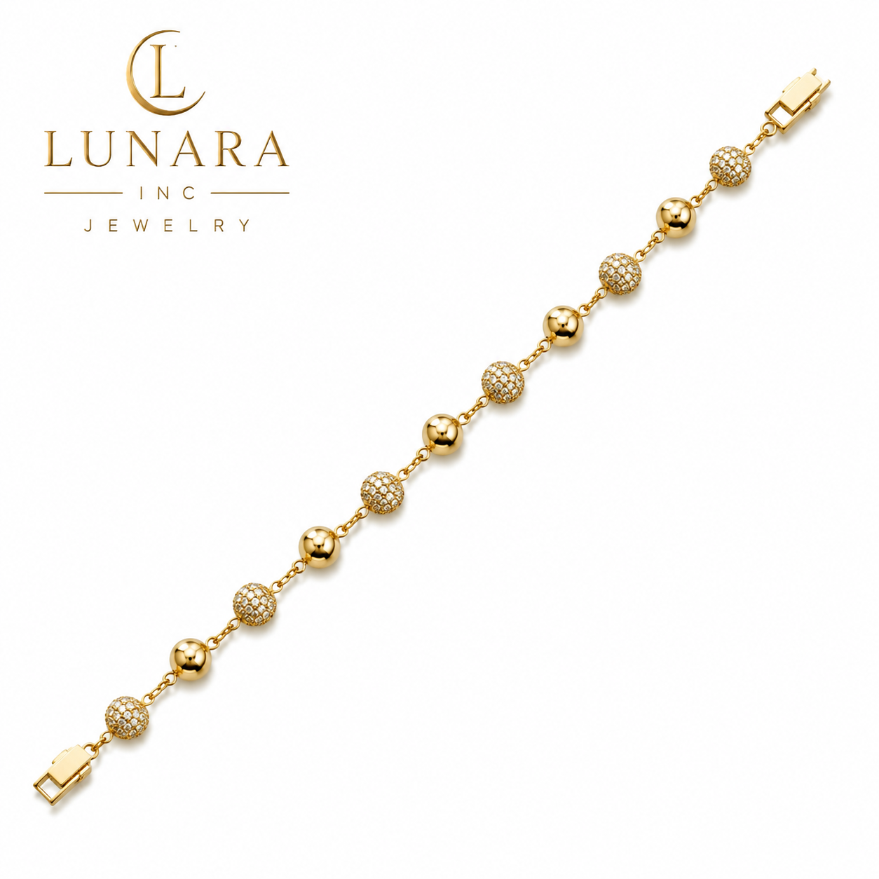 Gold Bead & Pavé Bracelet