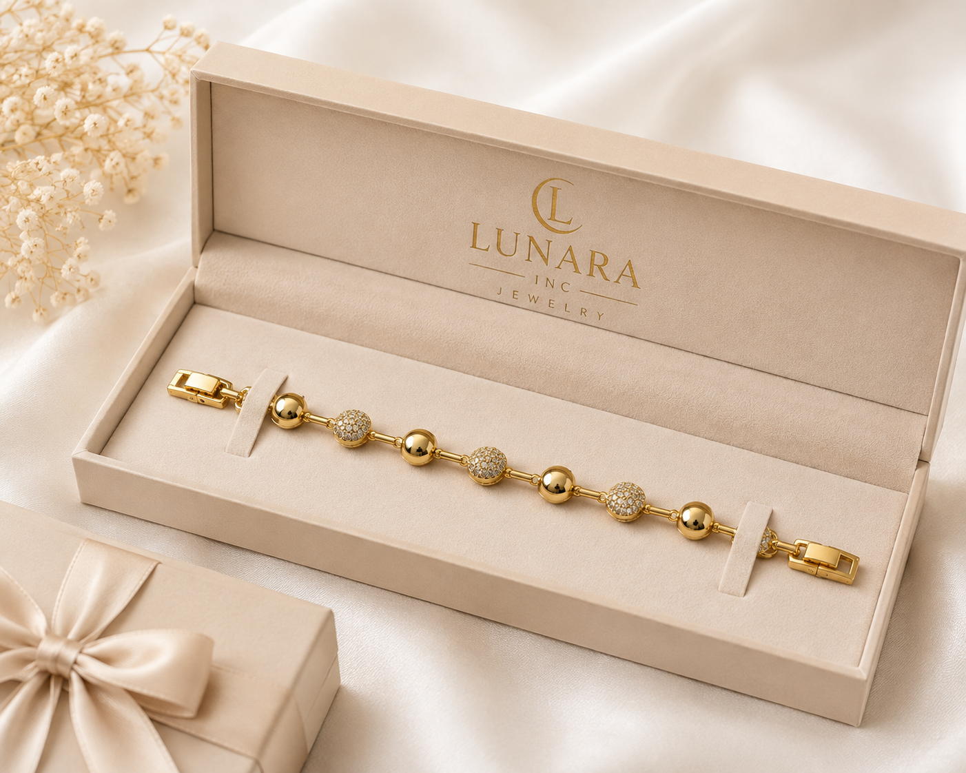Gold Bead & Pavé Bracelet