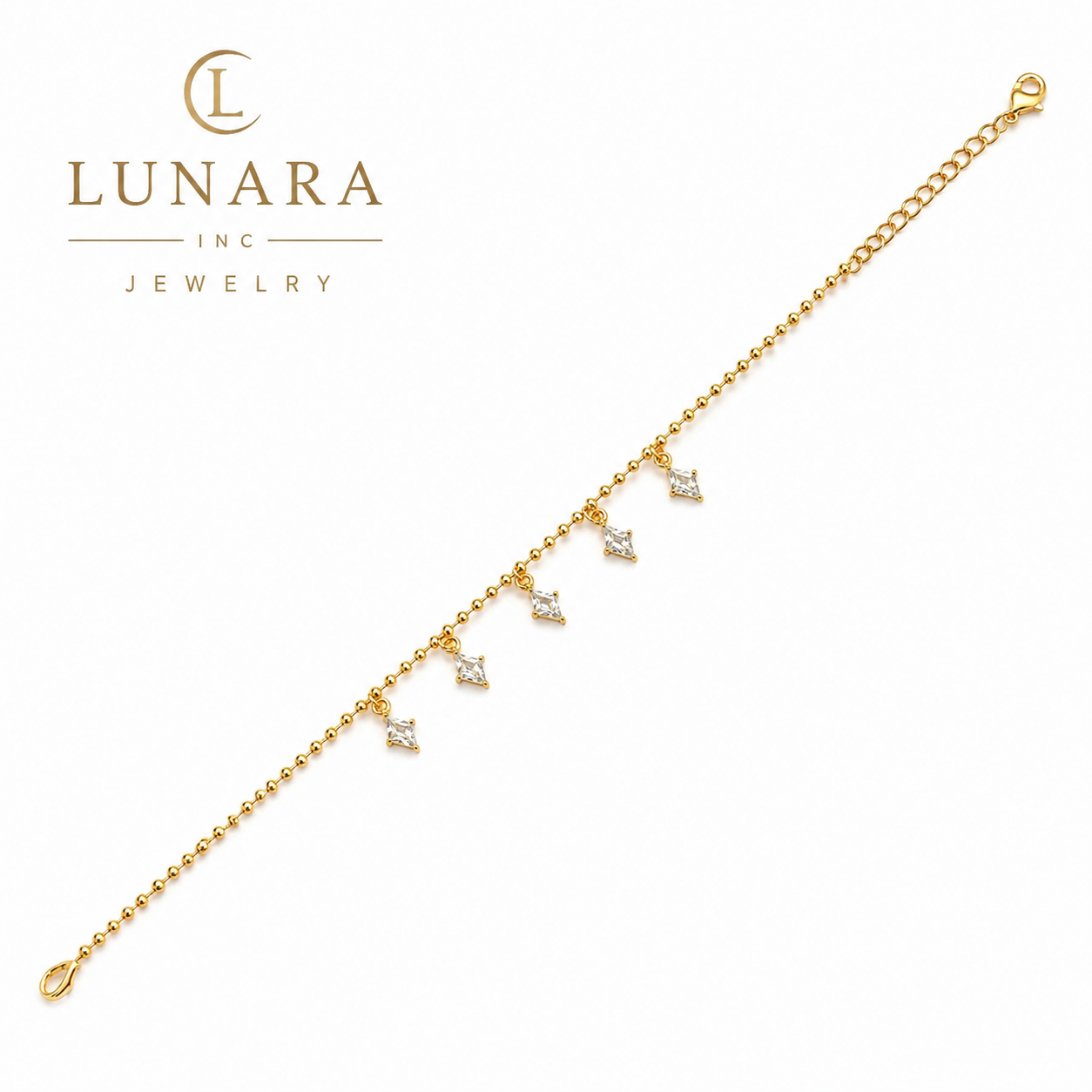 Dainty CZ Drop Charm Bracelet