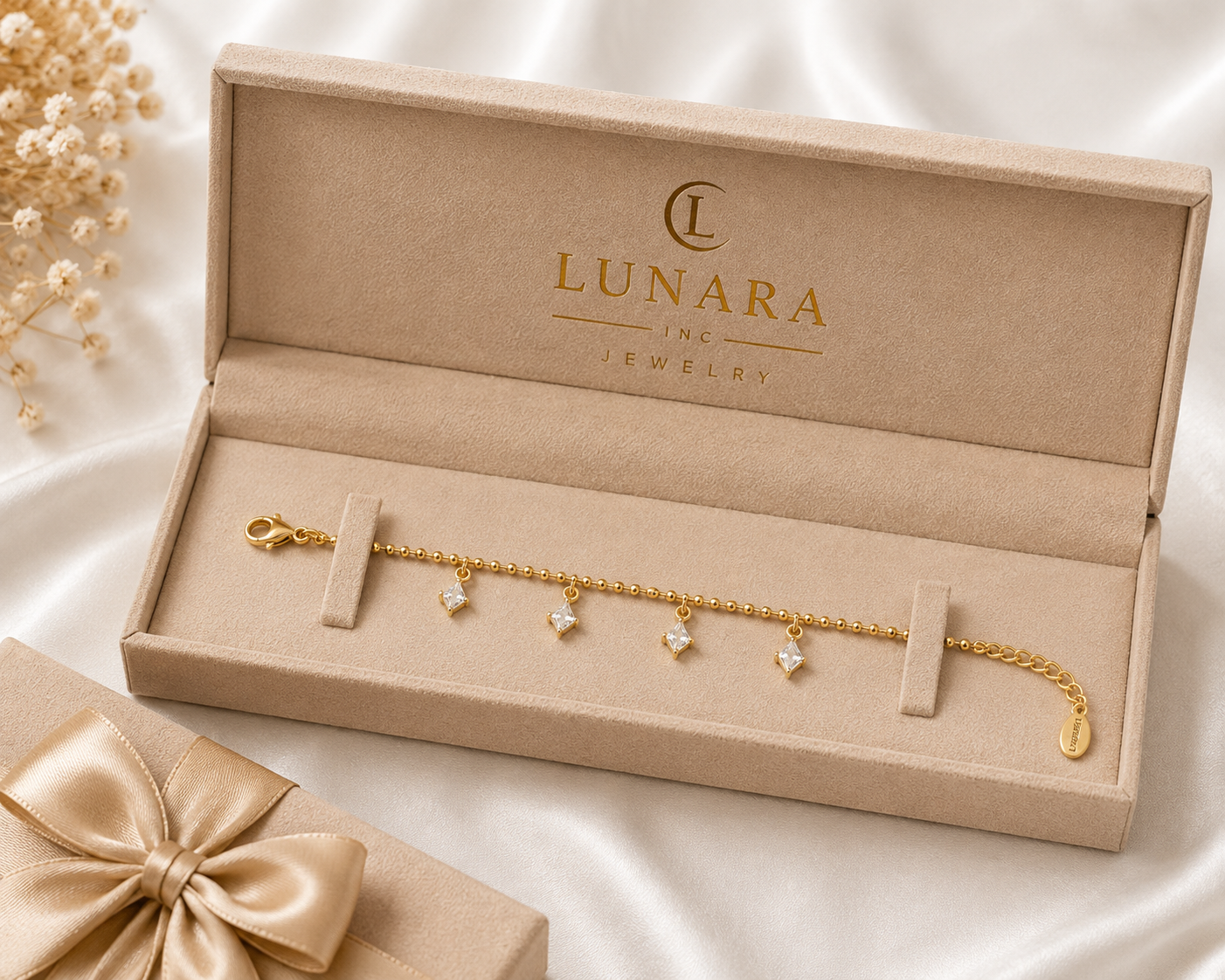 Dainty CZ Drop Charm Bracelet