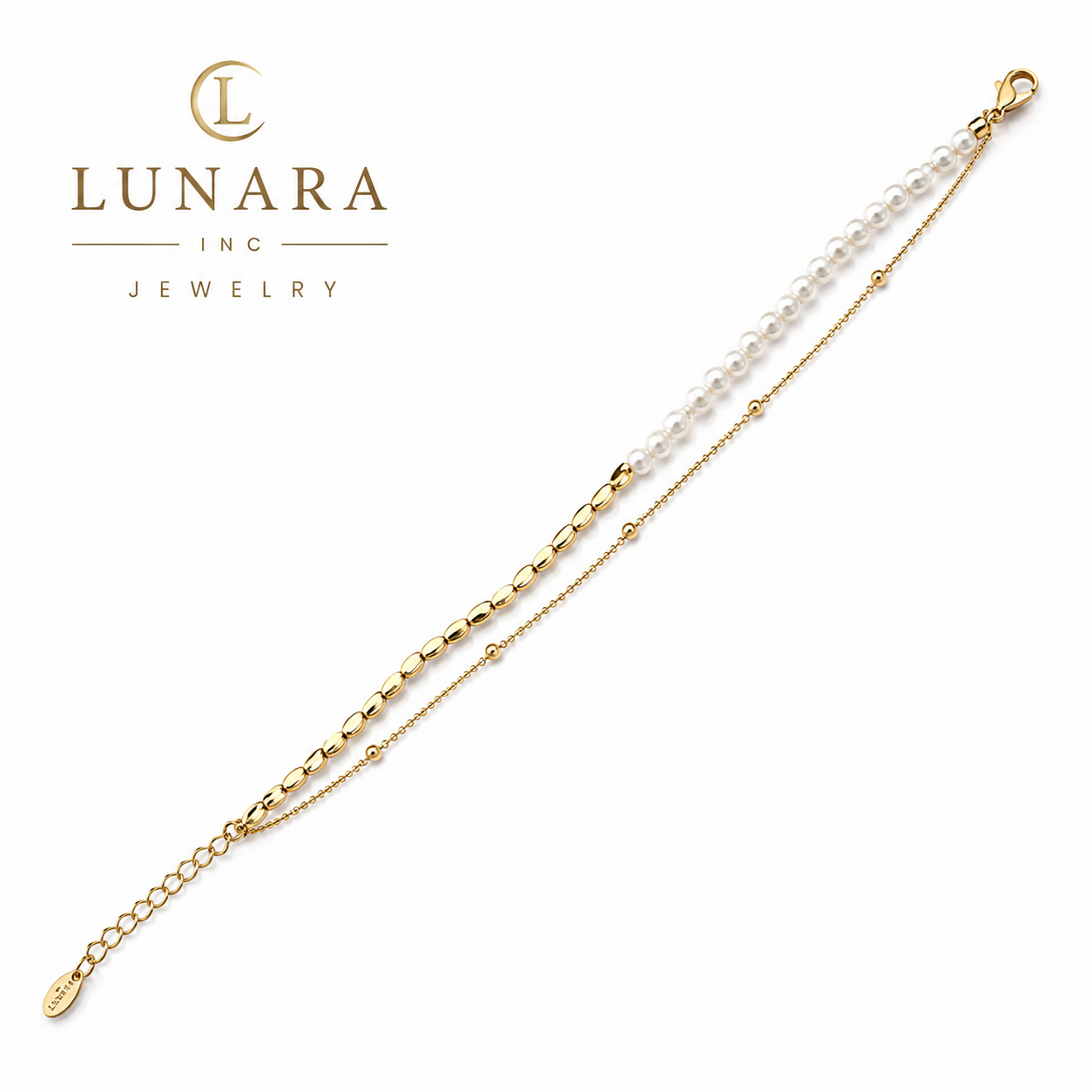 Layered Pearl & Gold Bead Bracelet