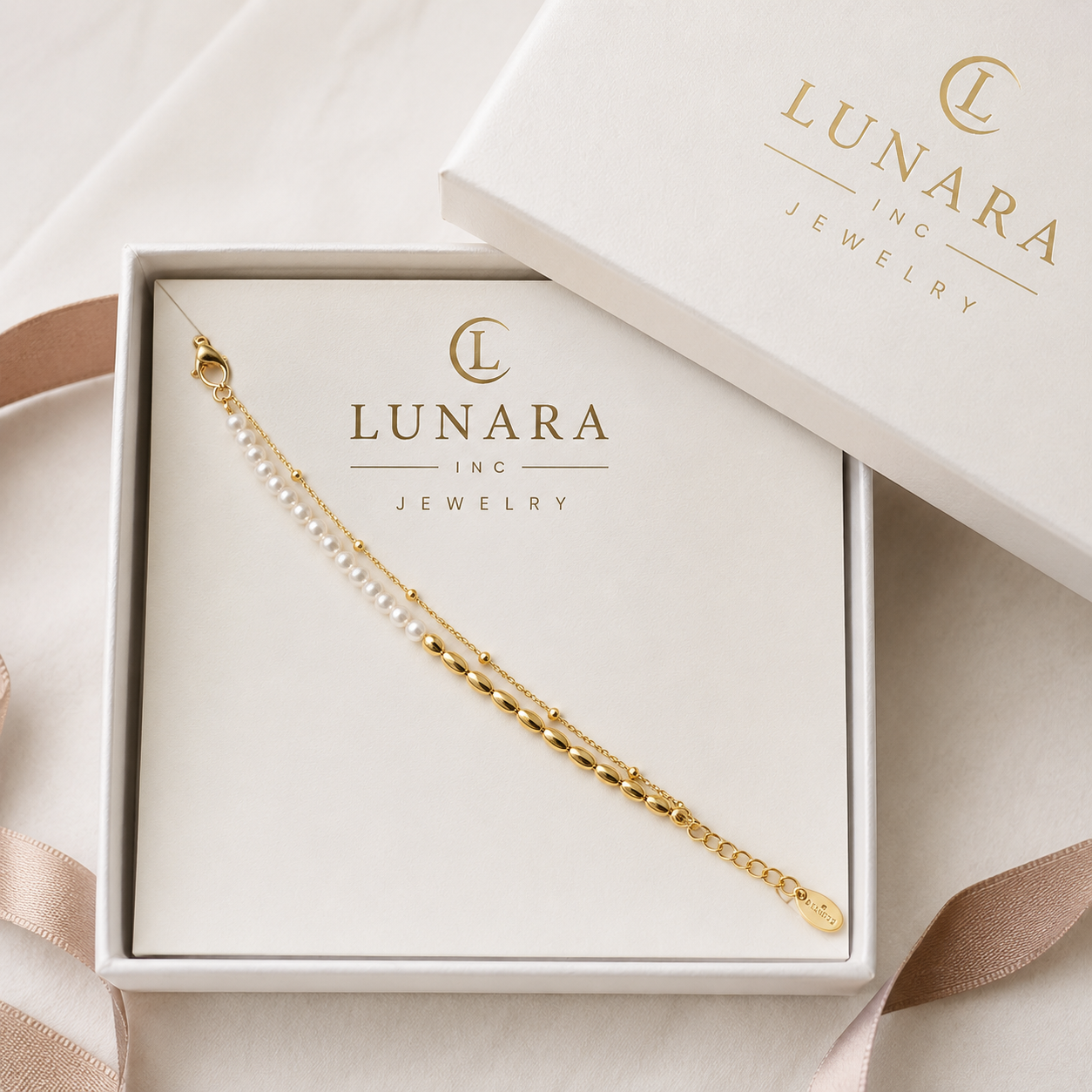 Layered Pearl & Gold Bead Bracelet