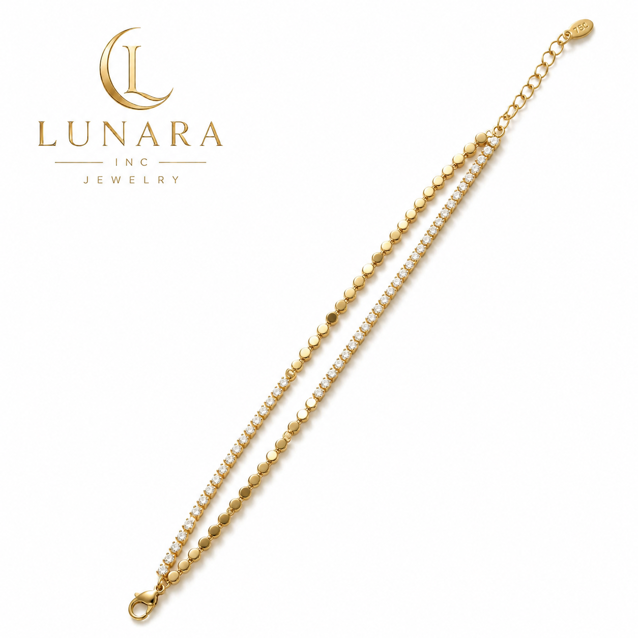 Half Tennis & Disc Chain Bracelet