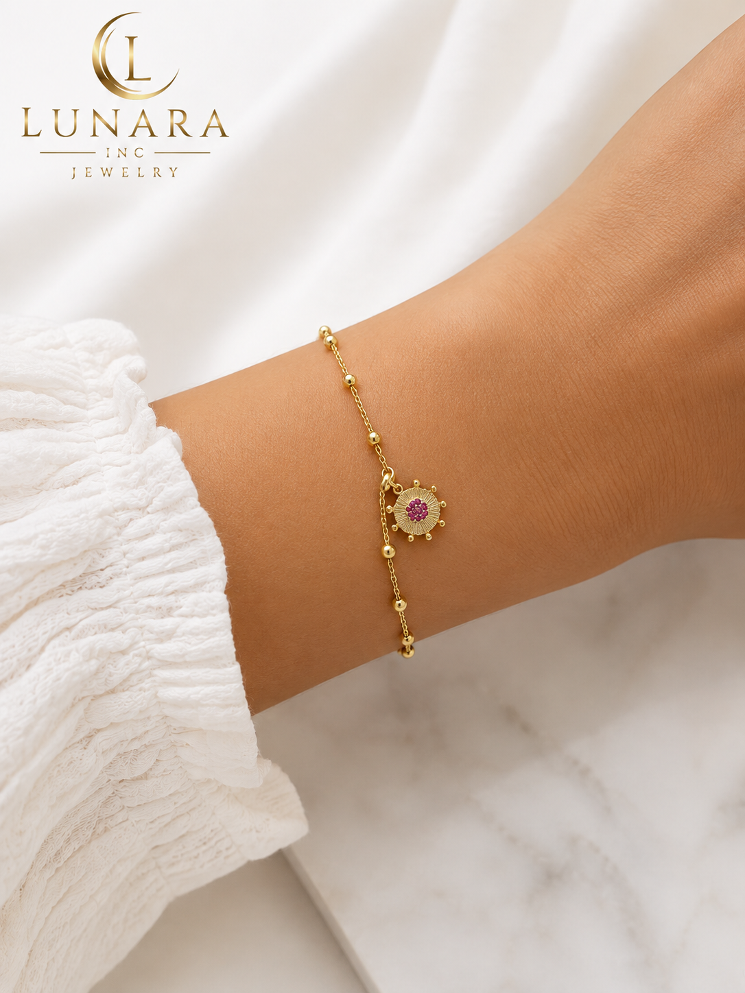 Sunburst Heart Charm Bracelet