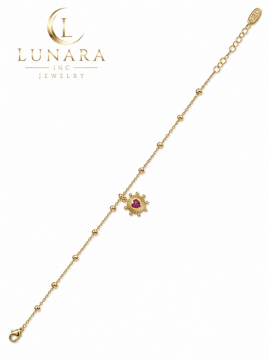 Sunburst Heart Charm Bracelet