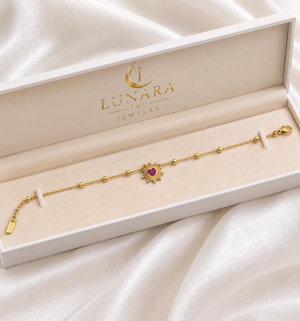 Sunburst Heart Charm Bracelet