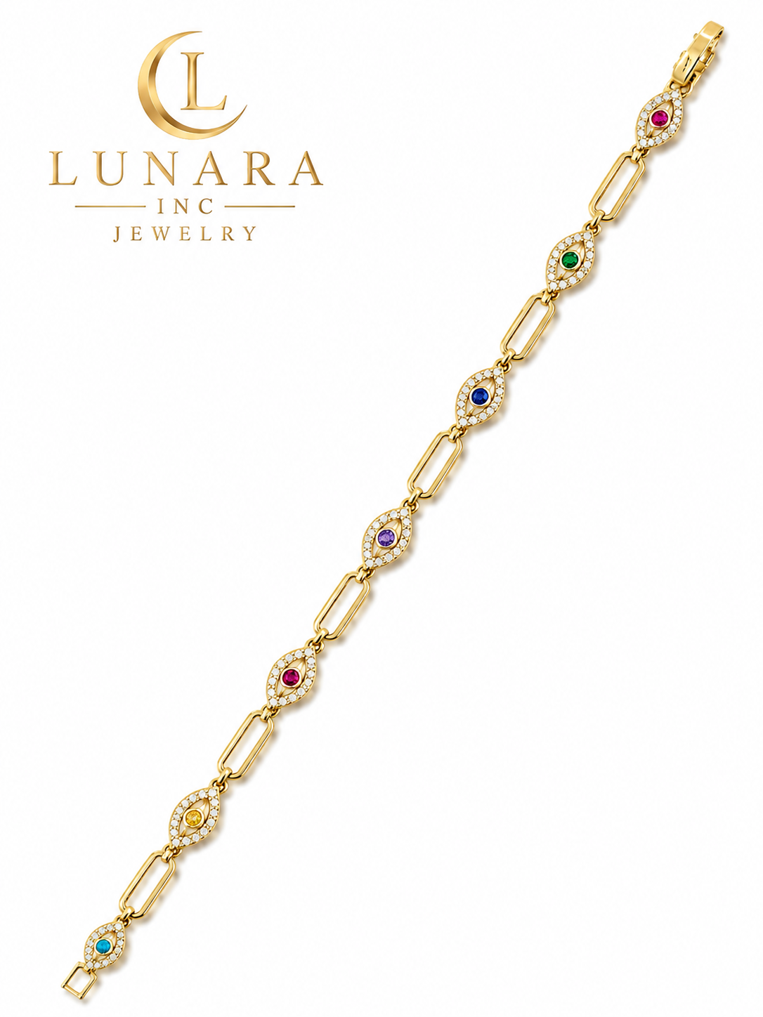 Multicolor Evil Eye Link Bracelet