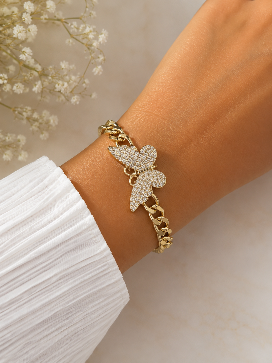 Butterfly Cuban Link Bracelet