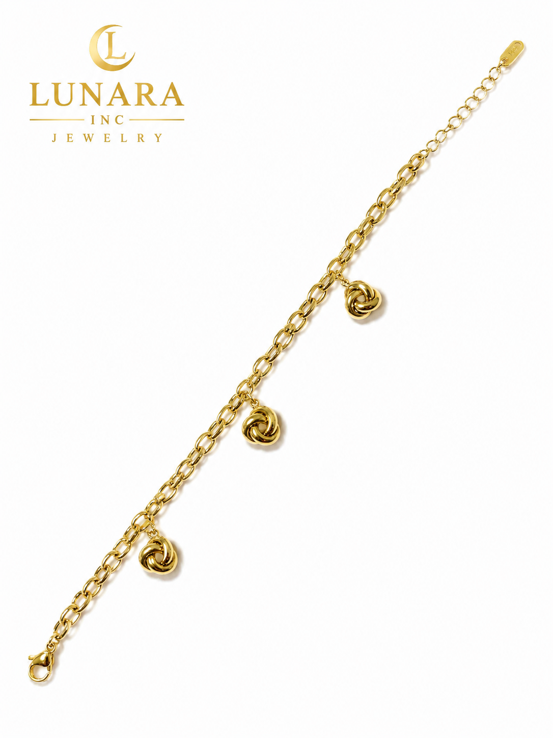 Golden Triple Knot Charm Bracelet