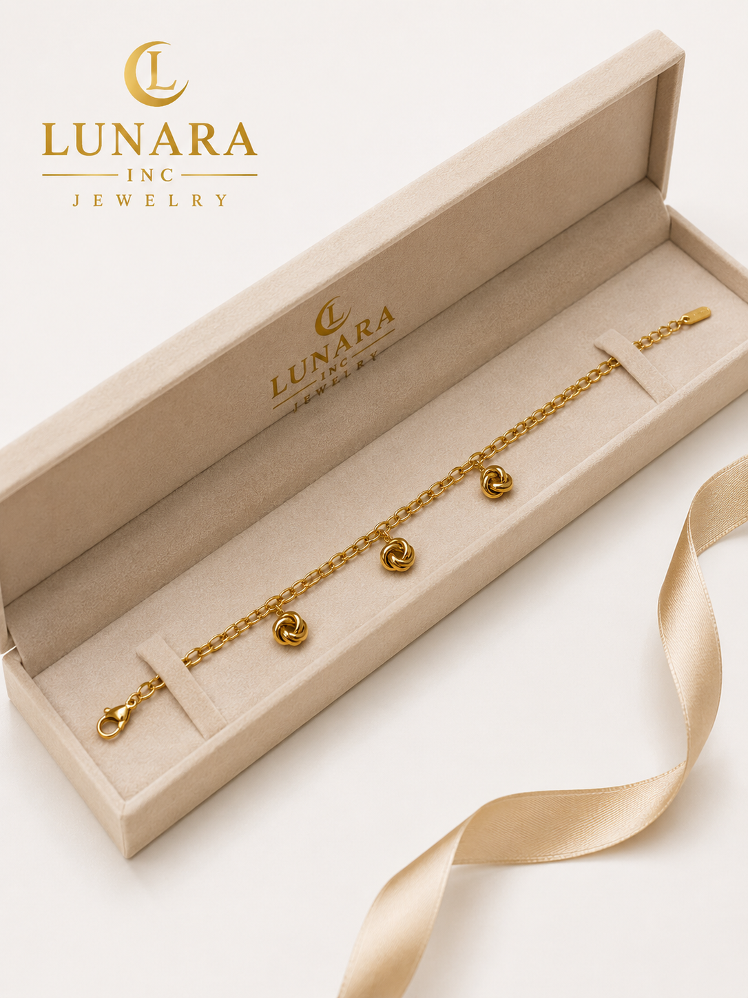 Golden Triple Knot Charm Bracelet