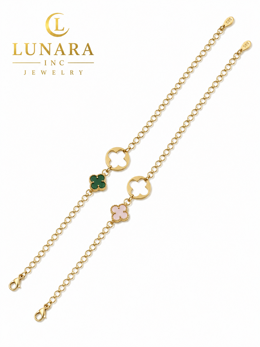 Clover Charm Bracelet – Pink & Green Collection