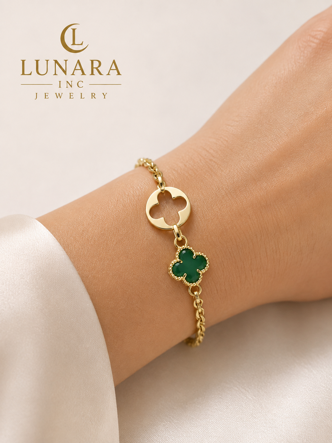 Clover Charm Bracelet – Pink & Green Collection
