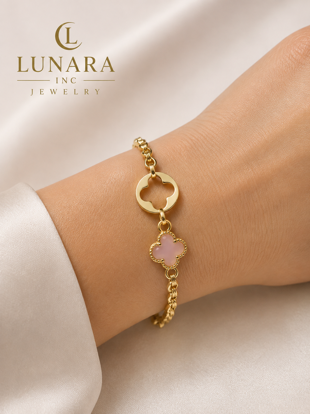 Clover Charm Bracelet – Pink & Green Collection