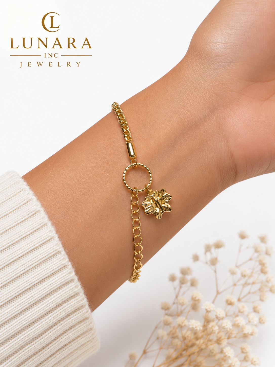Golden Blossom Charm Bracelet