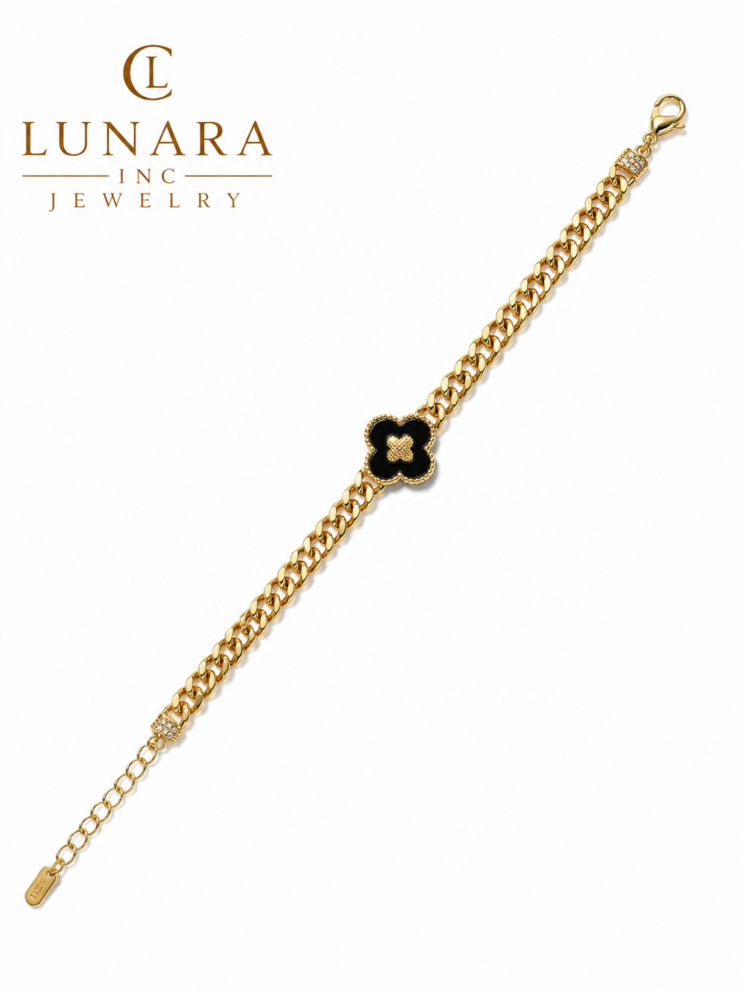 Midnight Clover Cuban Bracelet