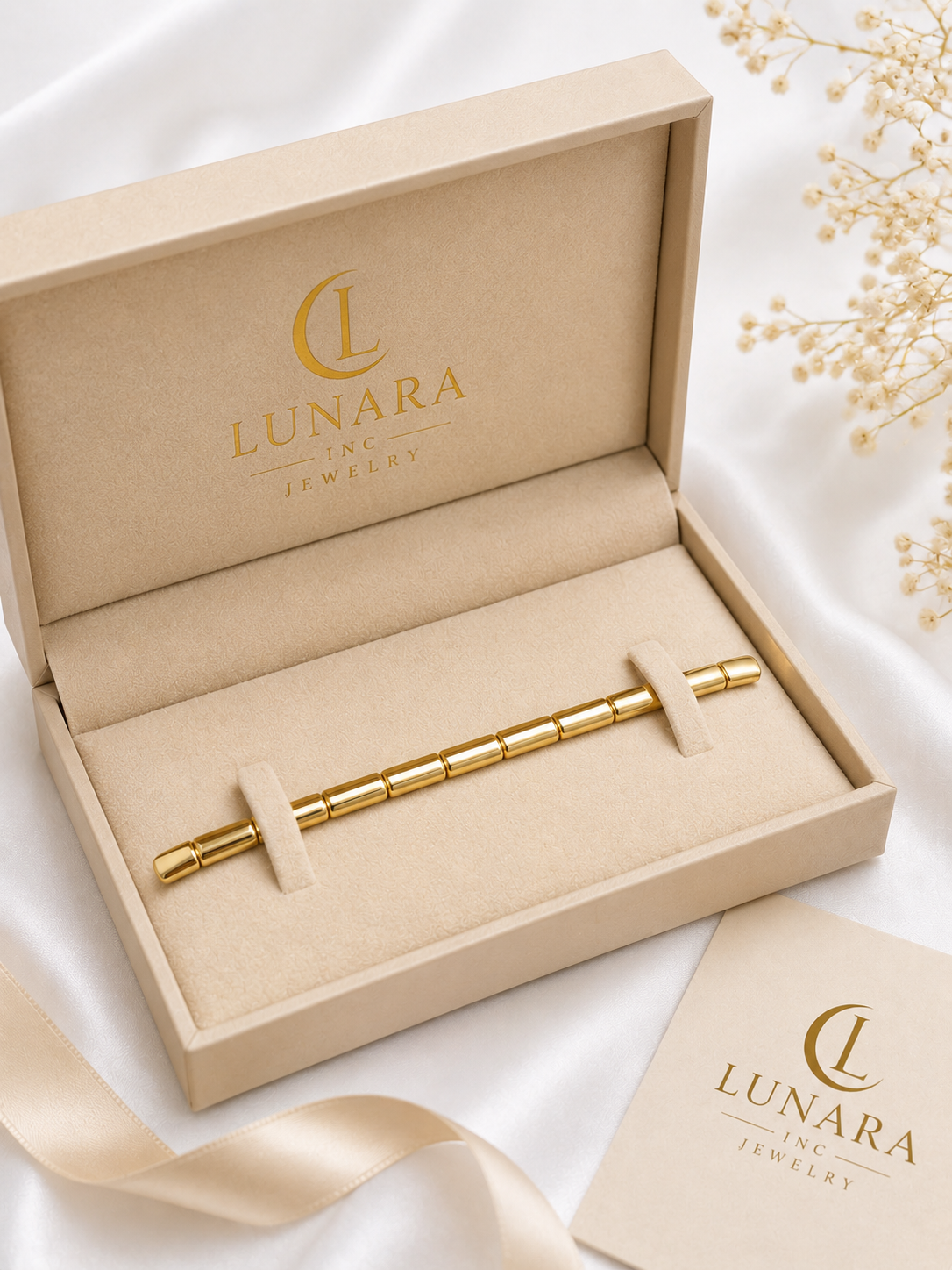 Lunara Gold Barrel Link Bracelet