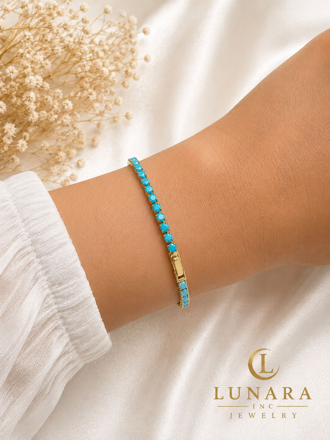 Turquoise Gold Tennis Bracelet
