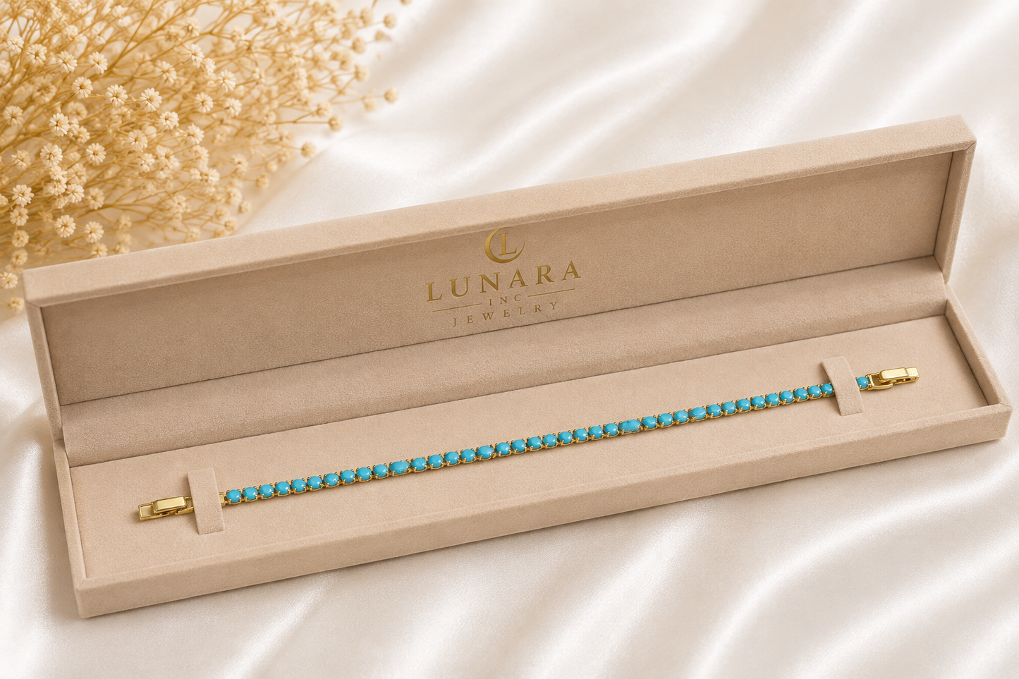 Turquoise Gold Tennis Bracelet